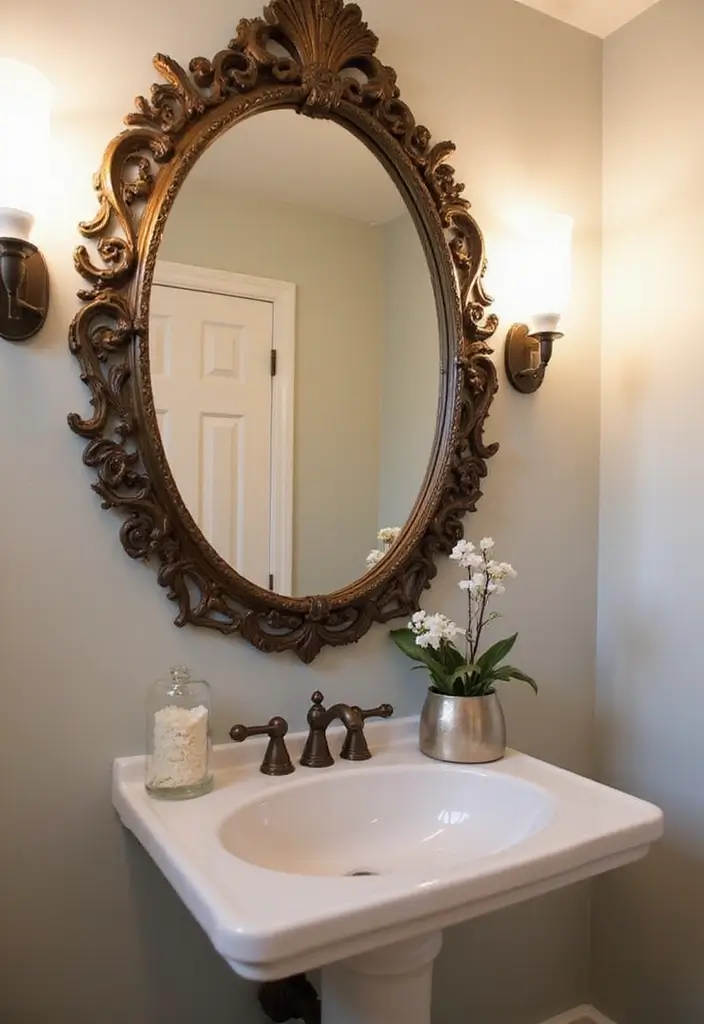 29 Powder Bathroom Ideas That Impress Guests - 3. Statement Mirrors