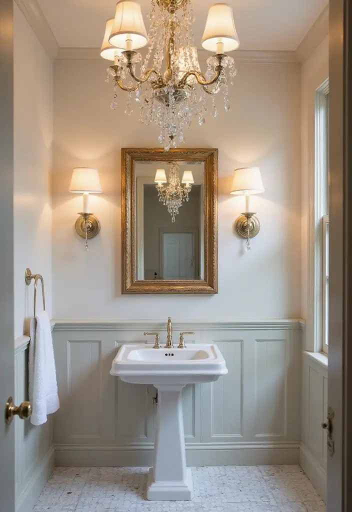 29 Powder Bathroom Ideas That Impress Guests - 6. Creative Lighting Solutions