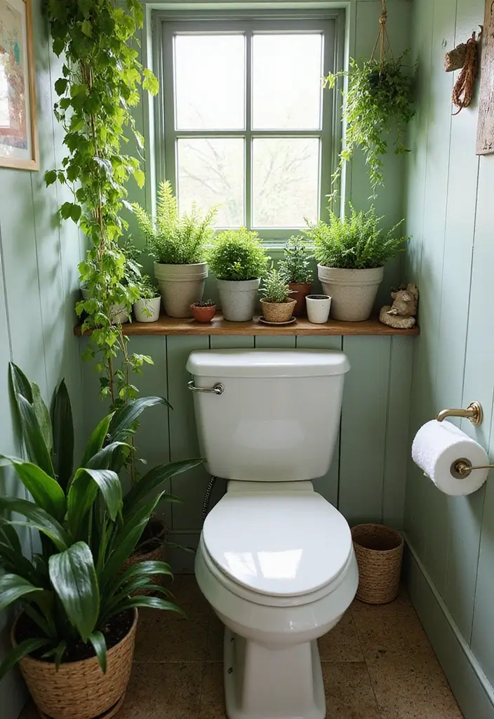 29 Powder Bathroom Ideas That Impress Guests - 7. Greenery and Nature