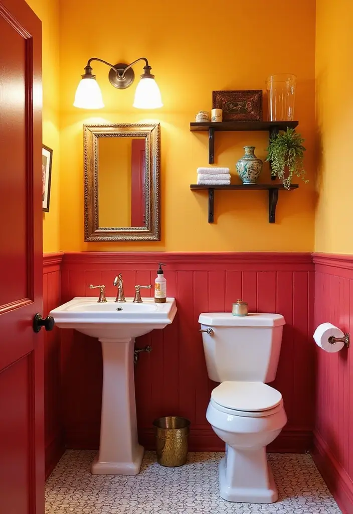 29 Powder Bathroom Ideas That Impress Guests - 8. Bold Color Schemes