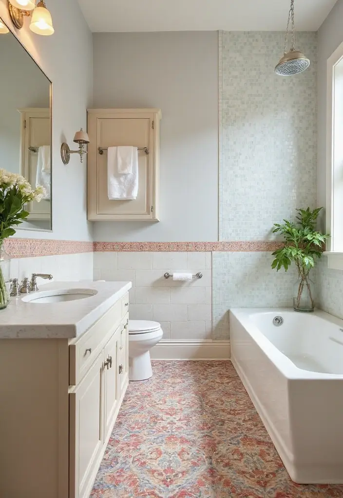 29 Quirky Bathroom Ideas That Add Personality - 11. Playful Tile Borders