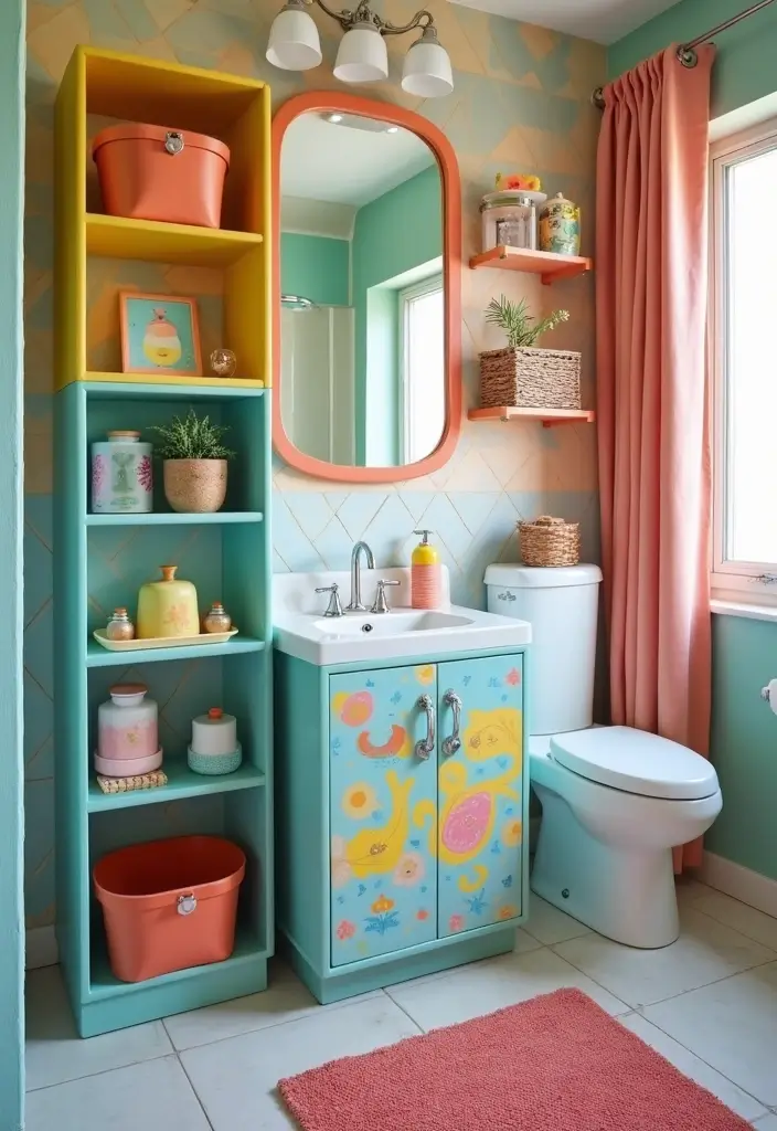29 Quirky Bathroom Ideas That Add Personality - 17. Funky Storage Solutions