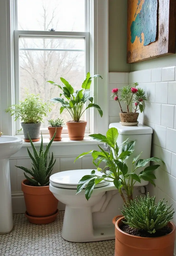 29 Quirky Bathroom Ideas That Add Personality - 29. Unique Plant Displays