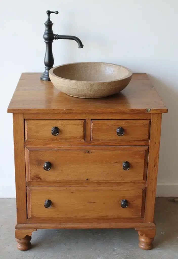 29 Quirky Bathroom Ideas That Add Personality - 3. Upcycled Furniture Sink