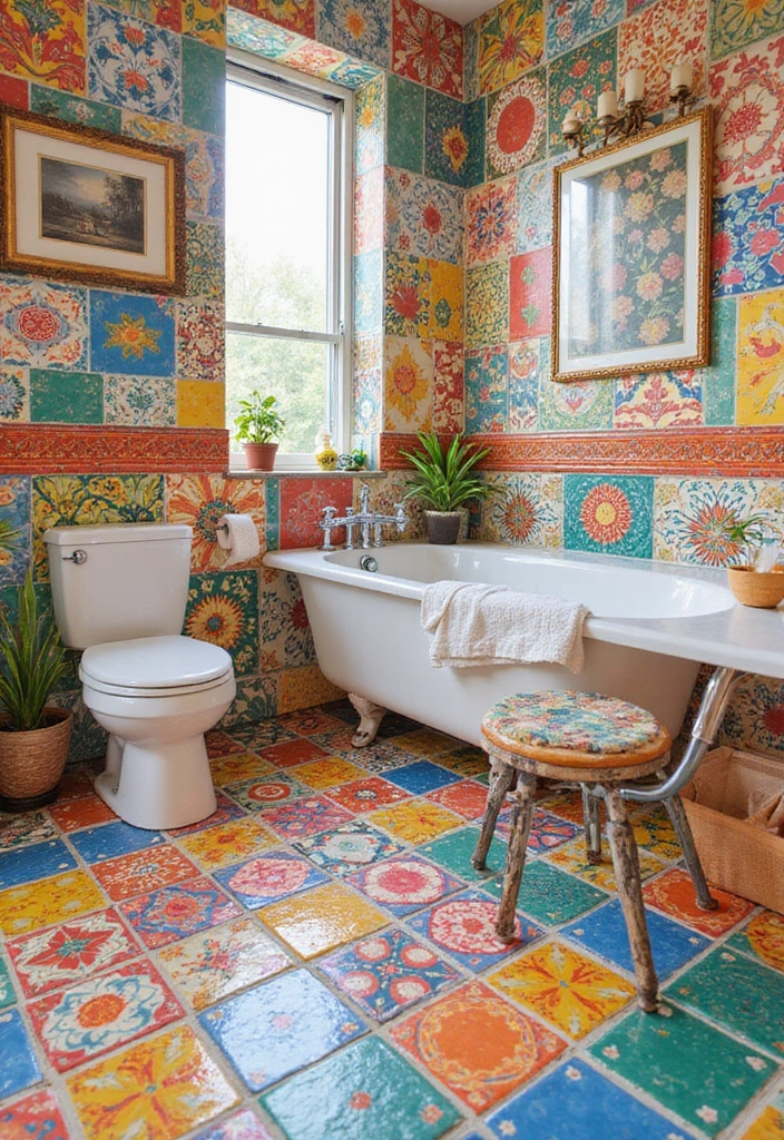 29 Quirky Bathroom Ideas That Add Personality - 4. Quirky Tiles