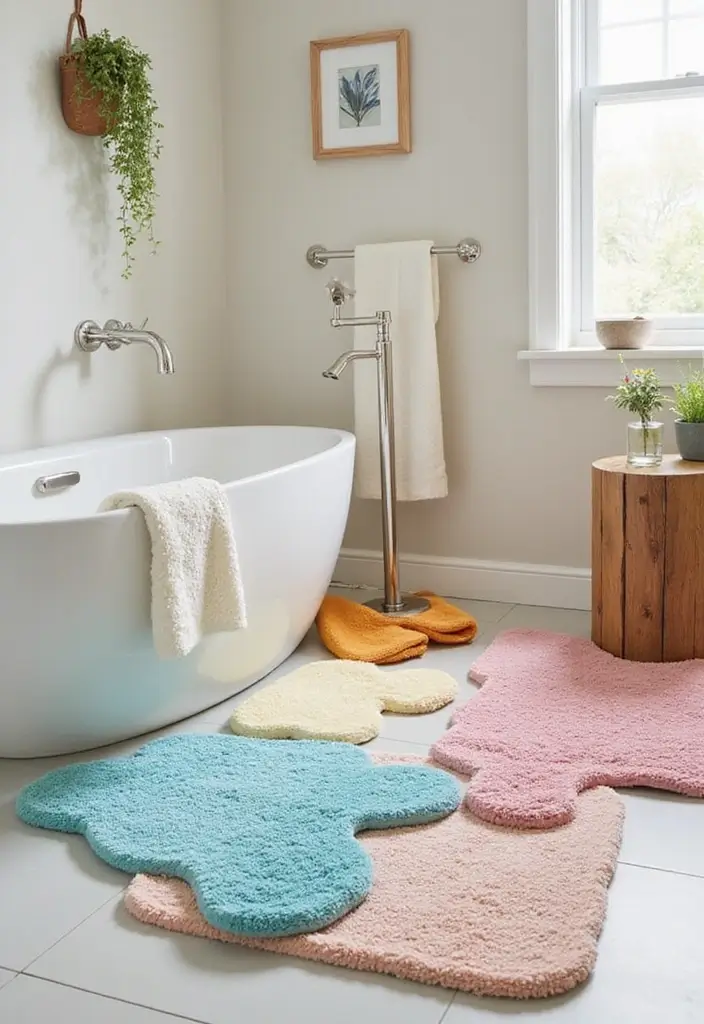 29 Quirky Bathroom Ideas That Add Personality - 5. Creative Bath Mats