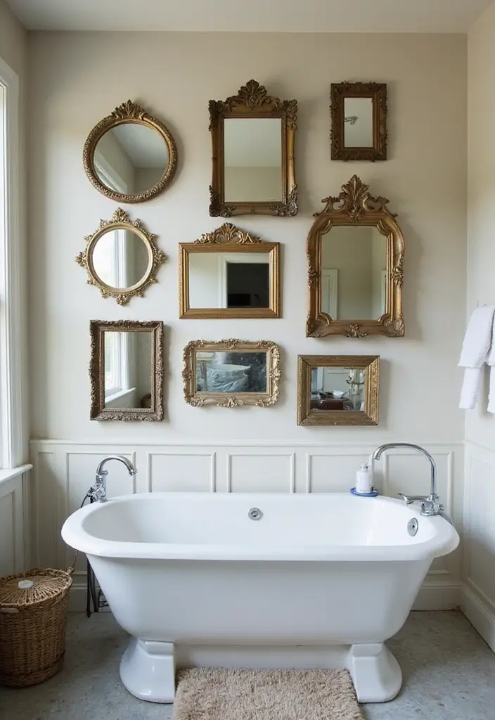 29 Quirky Bathroom Ideas That Add Personality - 6. Vintage Mirror Collection