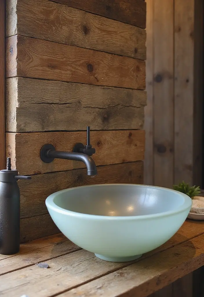 29 Rustic Bathroom Sink Ideas With Natural Charm - 15. Rustic Glass Sink