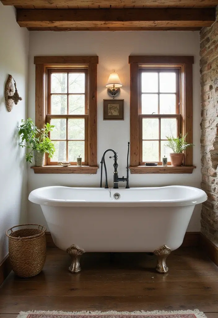 29 Rustic Bathroom Sink Ideas With Natural Charm - 16. Rustic Farmhouse Trough Sink