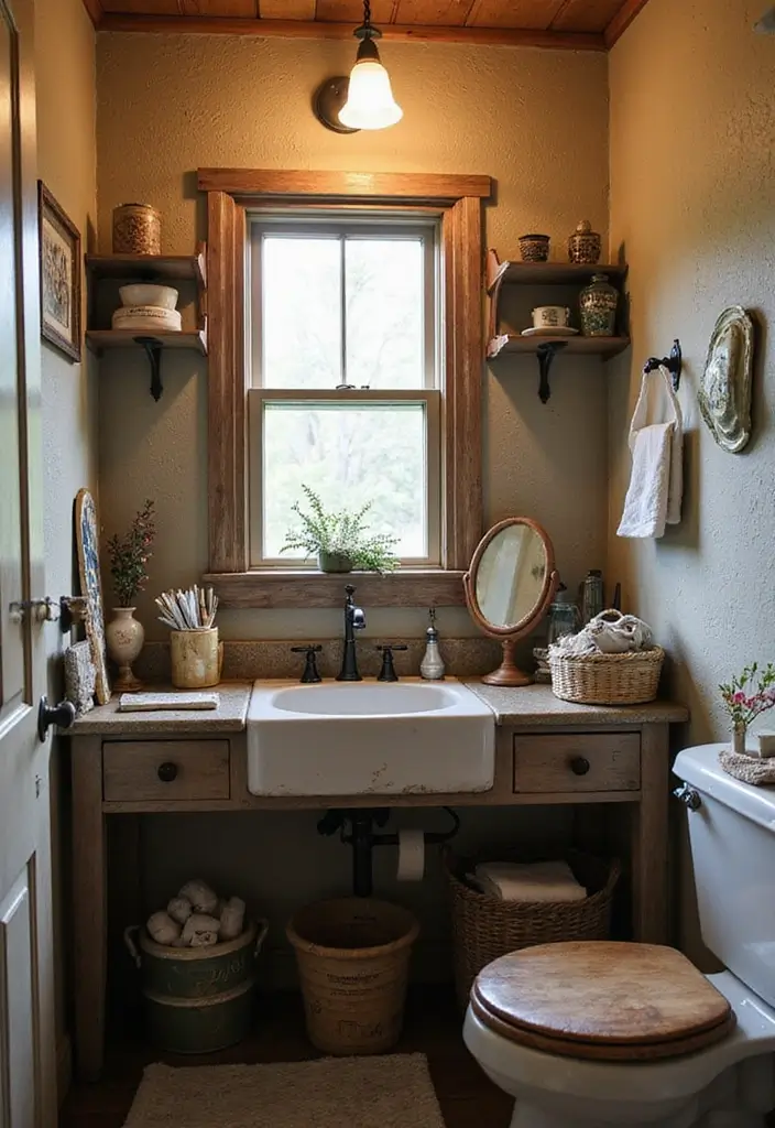 29 Rustic Bathroom Sink Ideas With Natural Charm - 26. Rustic Sink with Personal Touches