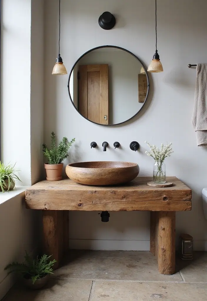 29 Rustic Bathroom Sink Ideas With Natural Charm - 5. Floating Wood Sink