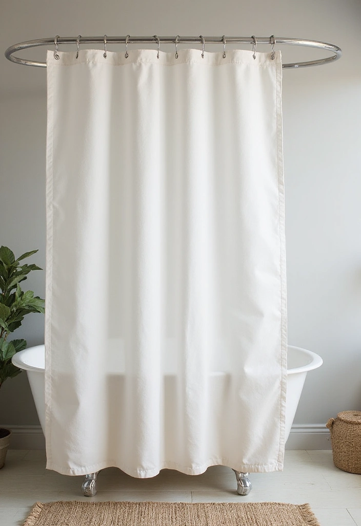 29 Simple Guest Bathroom Ideas That Feel Inviting - 10. Eco-Friendly Shower Curtain