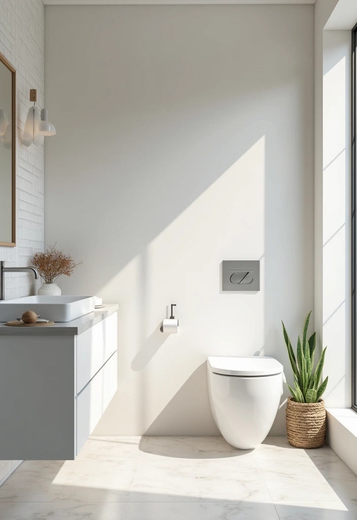 29 Simple Guest Bathroom Ideas That Feel Inviting - 13. Minimalist Decor