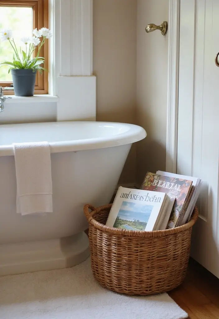 29 Simple Guest Bathroom Ideas That Feel Inviting - 26. Thoughtful Reading Material