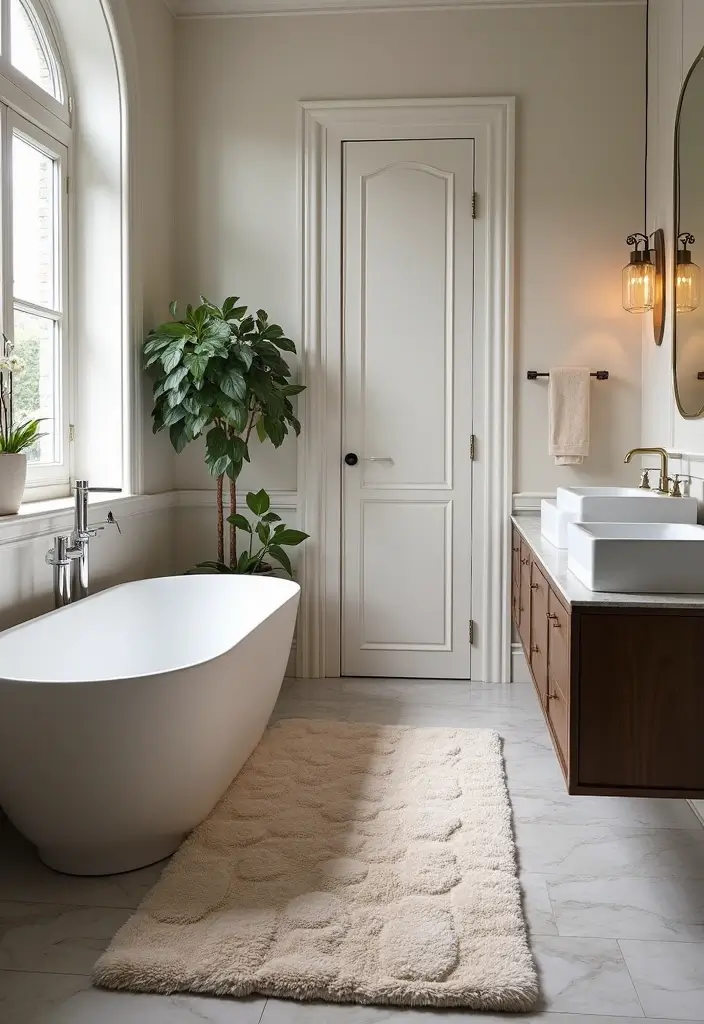 29 Small Bathroom Rug Ideas That Add Texture - 11. Tufted Rugs