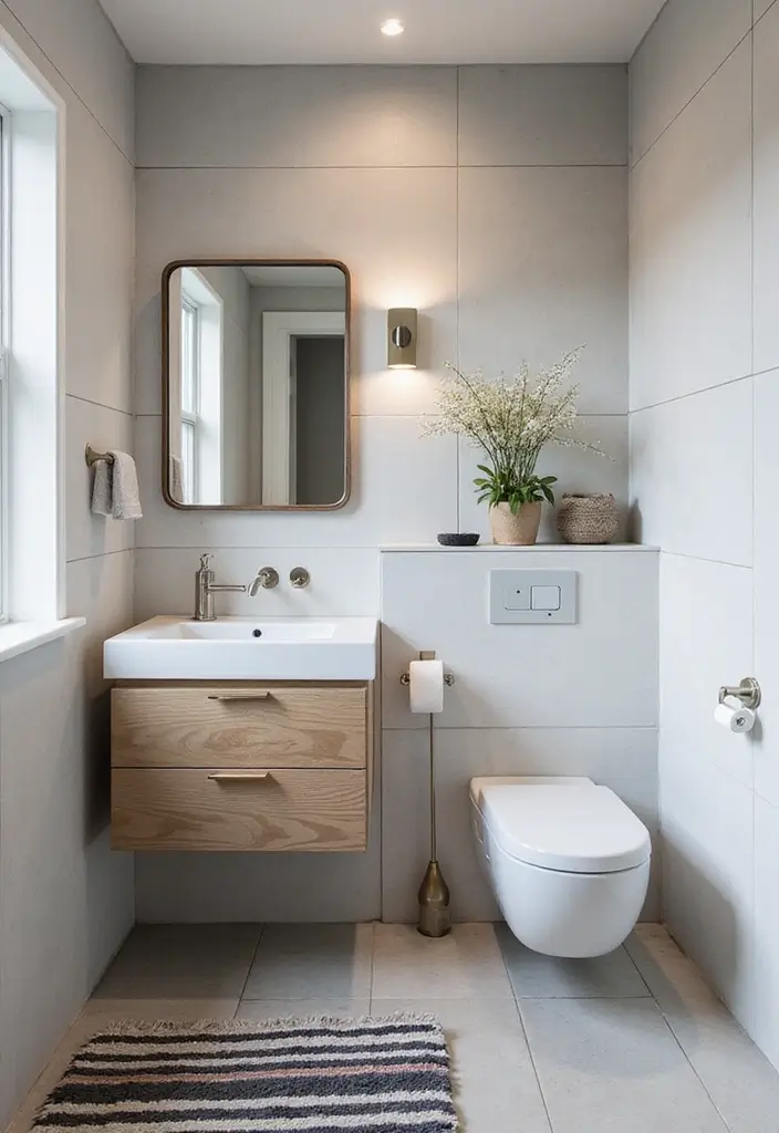 29 Small Bathroom Rug Ideas That Add Texture - 17. Simple Striped Rugs