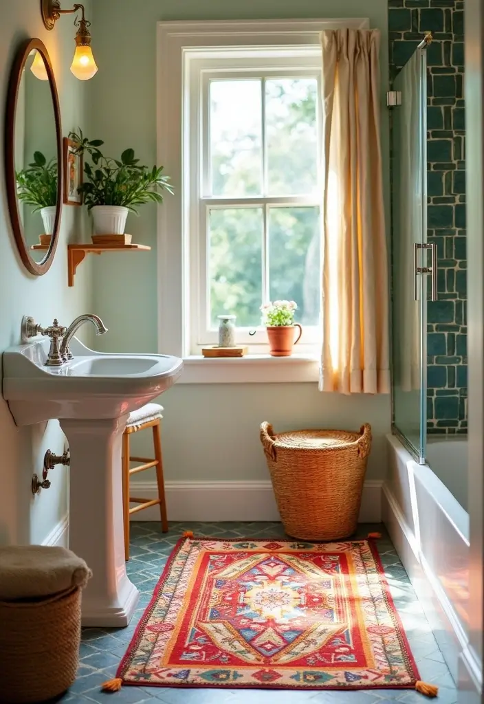 29 Small Bathroom Rug Ideas That Add Texture - 19. Outdoor Rugs for Indoor Use