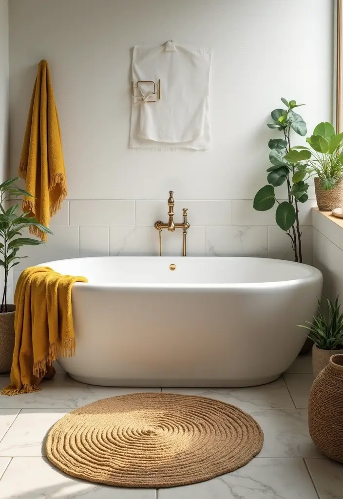 29 Small Bathroom Rug Ideas That Add Texture - 2. Jute Rugs