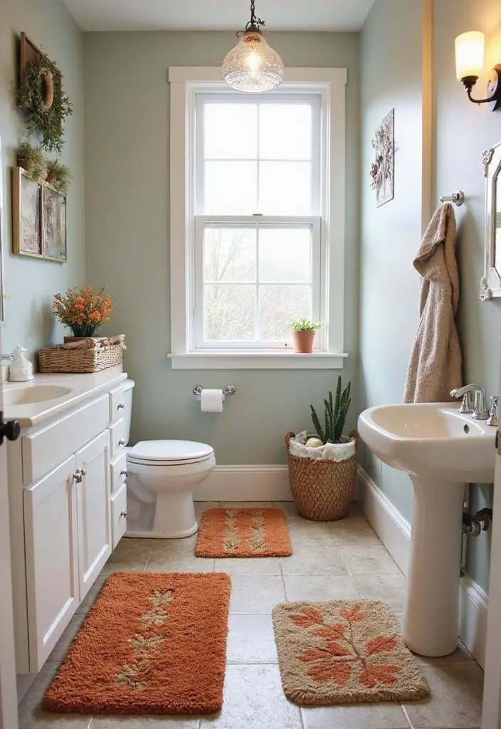 29 Small Bathroom Rug Ideas That Add Texture - 27. Seasonal Rugs