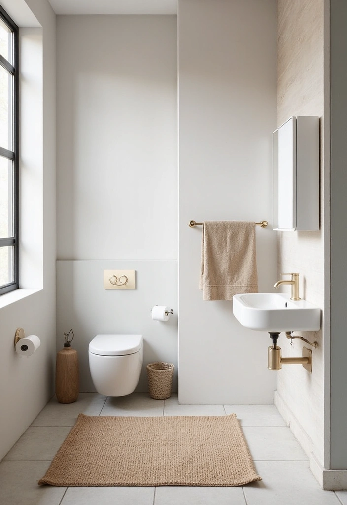 29 Small Bathroom Rug Ideas That Add Texture - 28. Simple Neutral Rugs