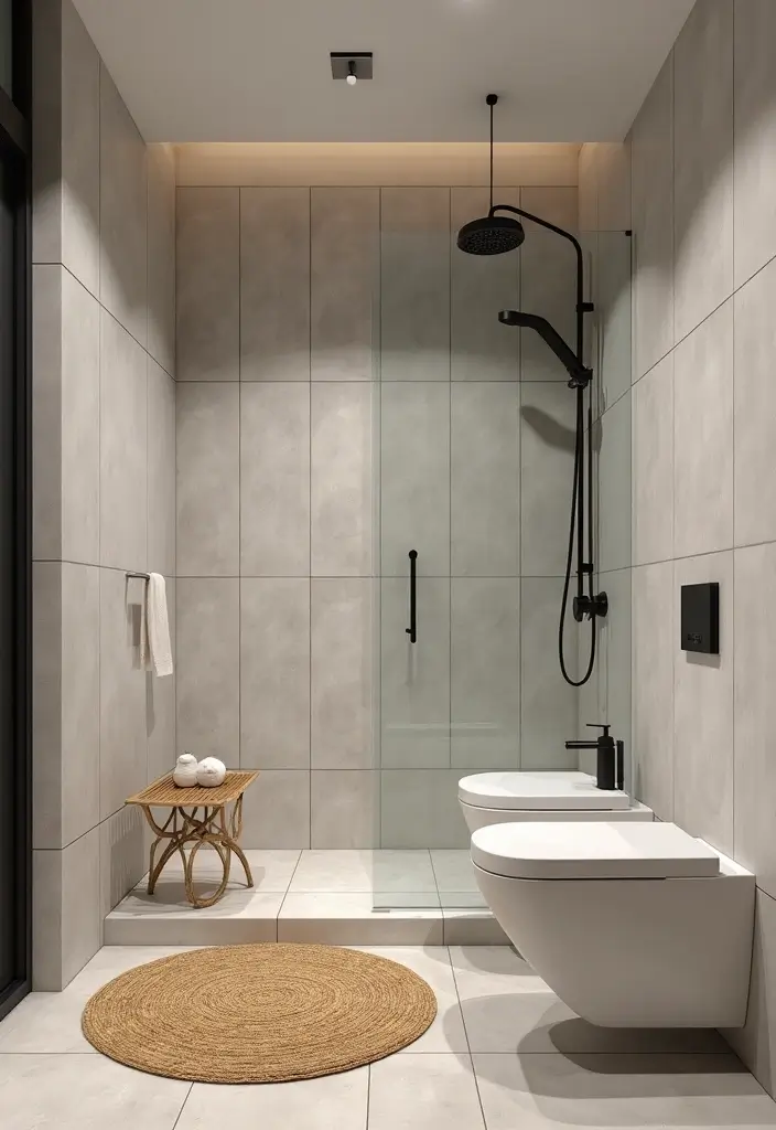 29 Small Bathroom Rug Ideas That Add Texture - 3. Bamboo Rugs