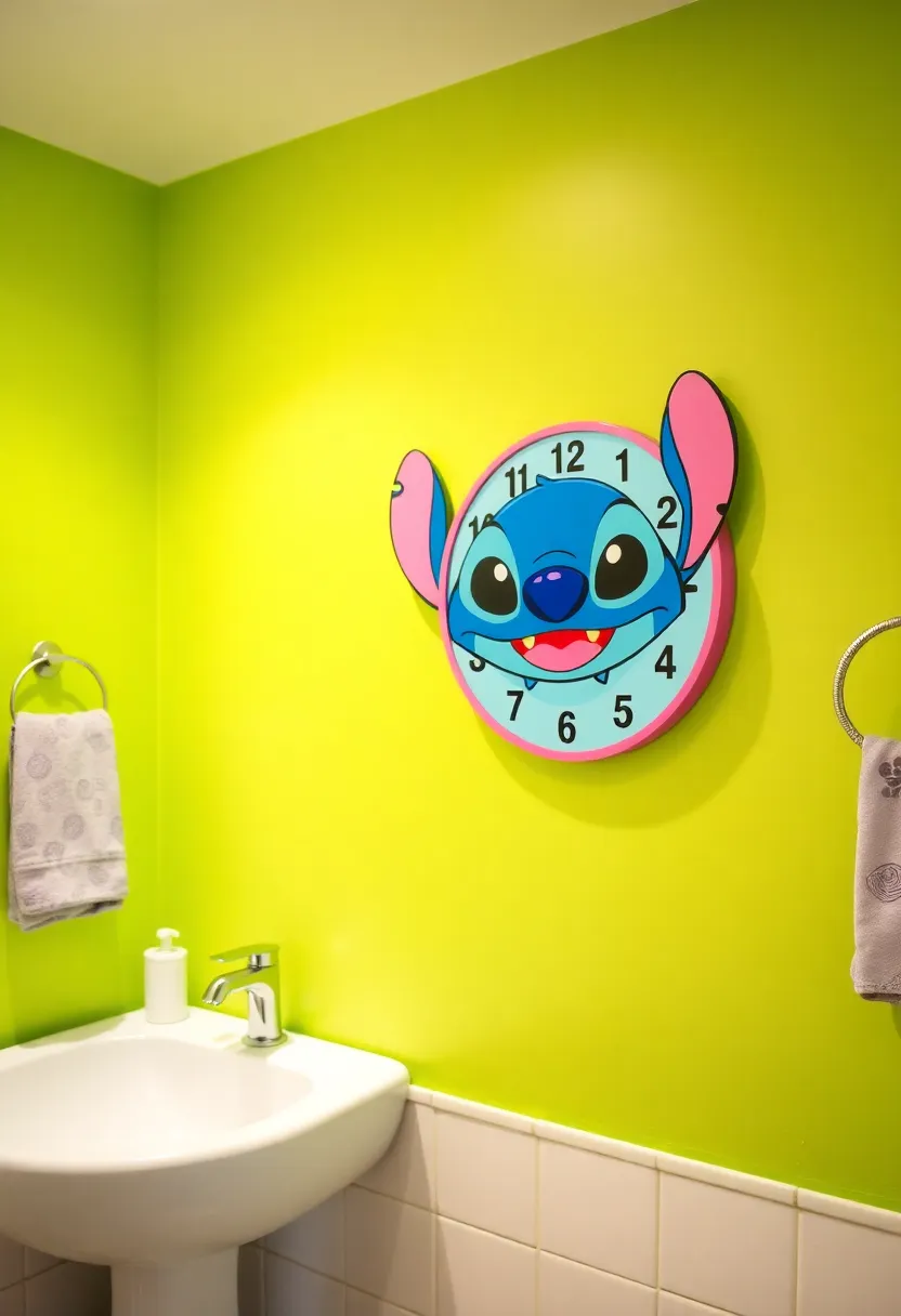 29 Stitch Bathroom Ideas That Are Cute And Playful - 15. Stitch Wall Clock