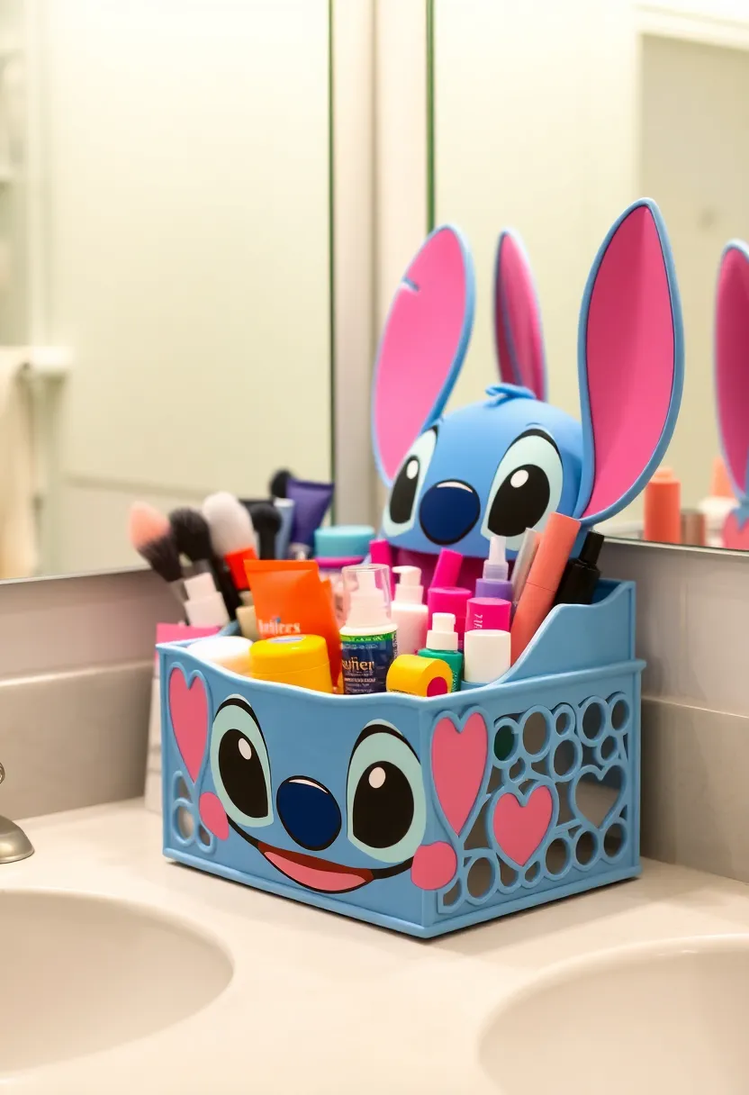 29 Stitch Bathroom Ideas That Are Cute And Playful - 25. Stitch-Themed Makeup Organizer