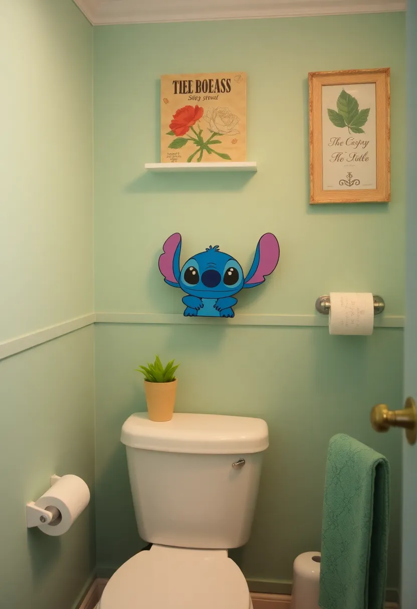 29 Stitch Bathroom Ideas That Are Cute And Playful - 27. Stitch-Themed Loo Roll Holder