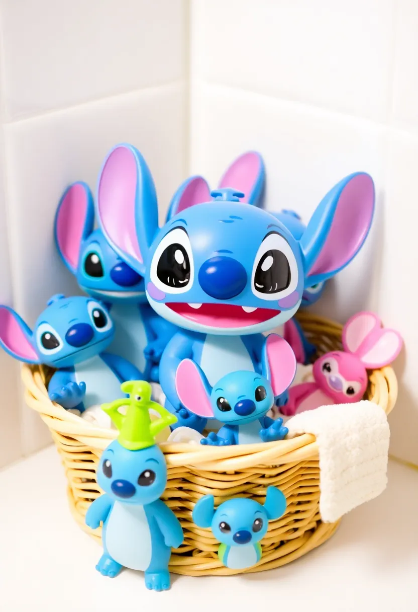 29 Stitch Bathroom Ideas That Are Cute And Playful - 29. Stitch-Themed Bathing Toys