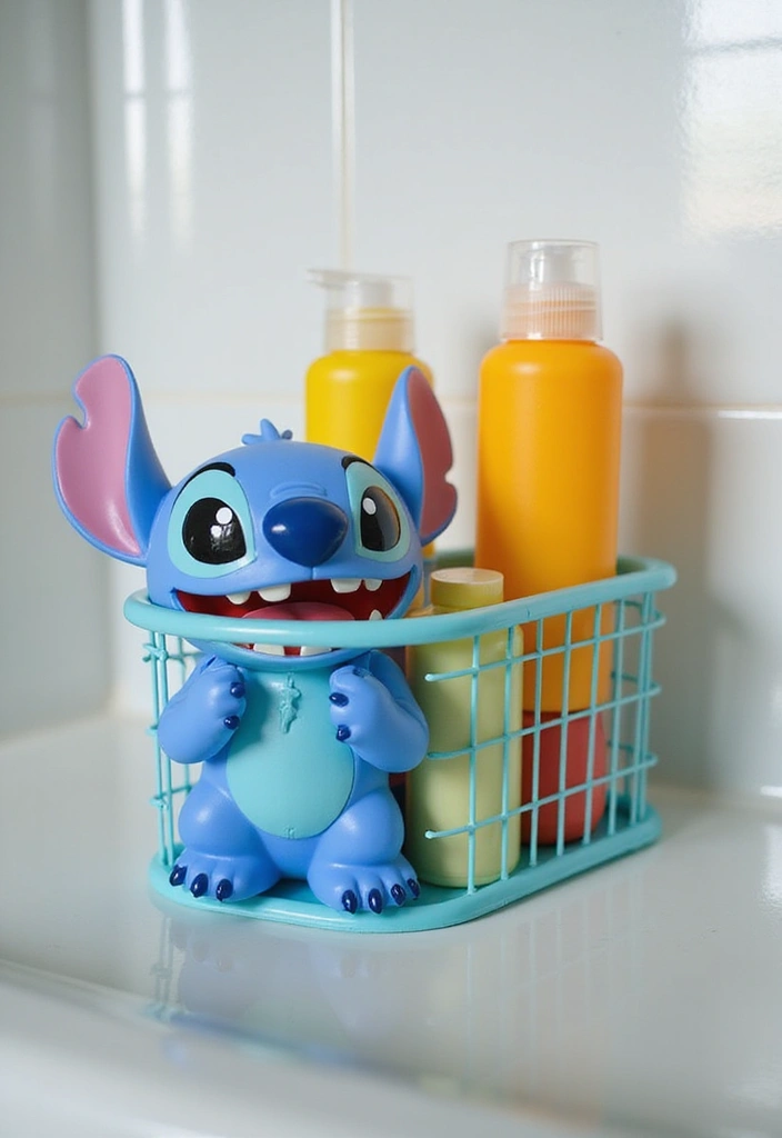 29 Stitch Bathroom Ideas That Are Cute And Playful - 6. Whimsical Shower Caddy
