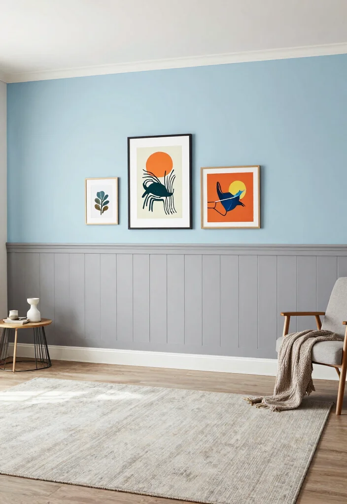 15 Beadboard Half Wall Living Room Ideas Classic Cottage Charm - 5. Elegant Two-Tone Wall 1