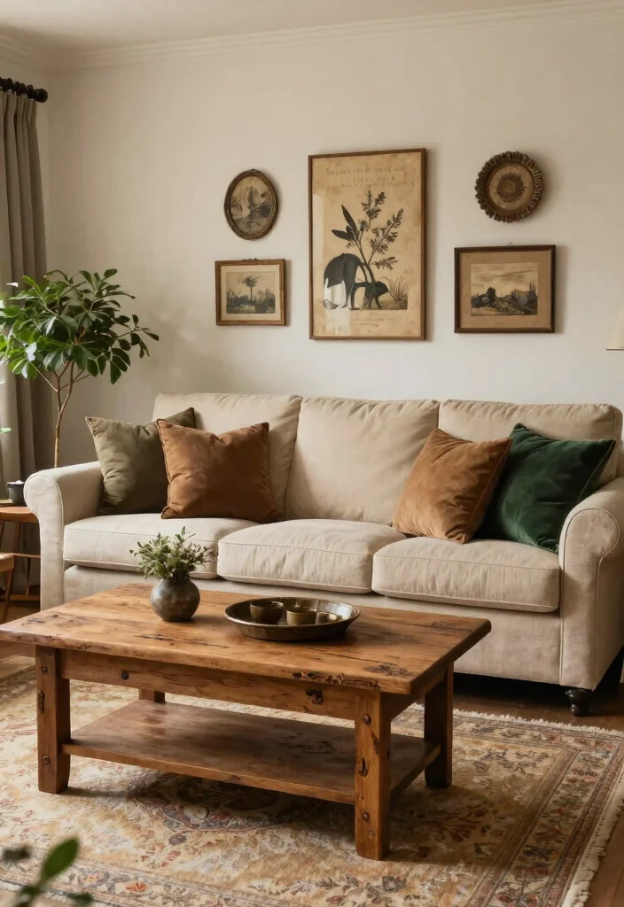 15 Beige Sofa Living Room Color Schemes Ideas Soft Palettes - 12. Rustic Elegance 1