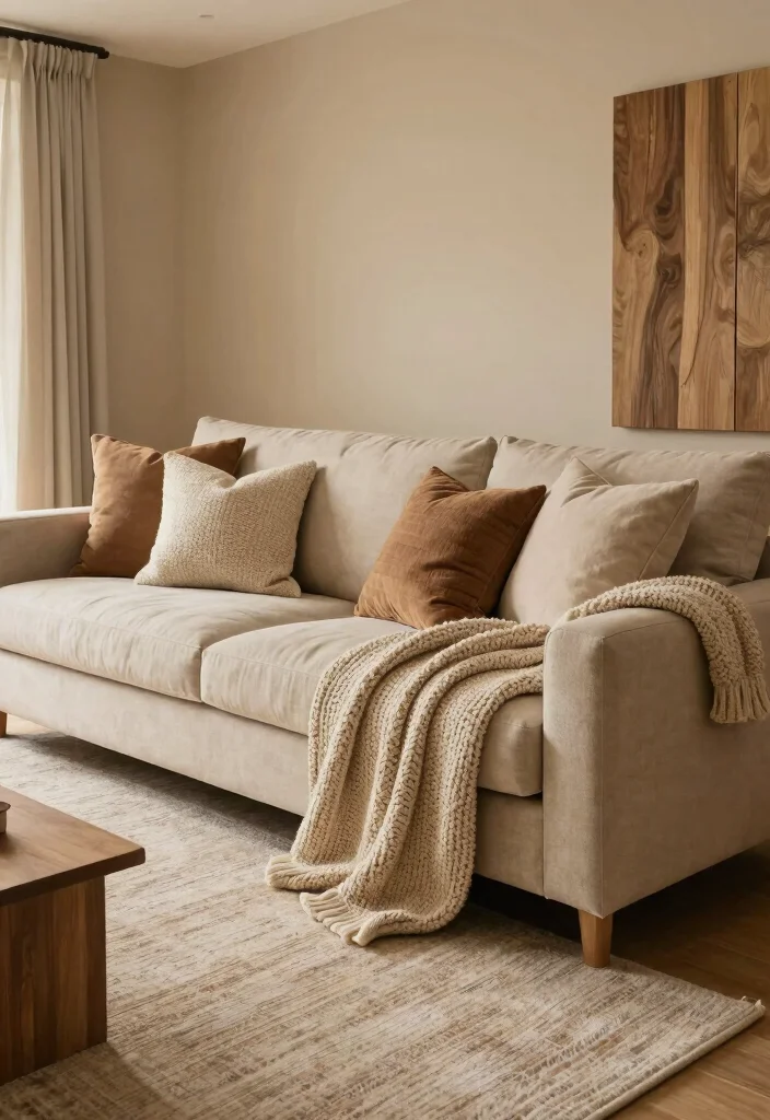 15 Beige Sofa Living Room Color Schemes Ideas Soft Palettes - 13. Rich Neutrals with Texture 1