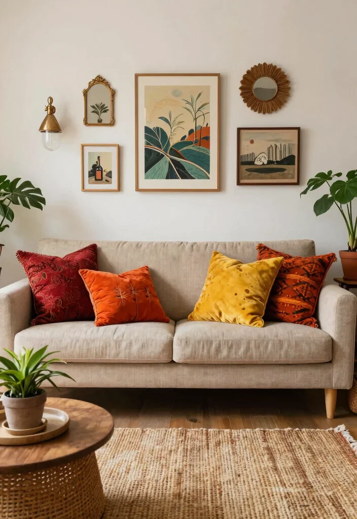 15 Beige Sofa Living Room Color Schemes Ideas Soft Palettes - 14. Bohemian Bliss 1