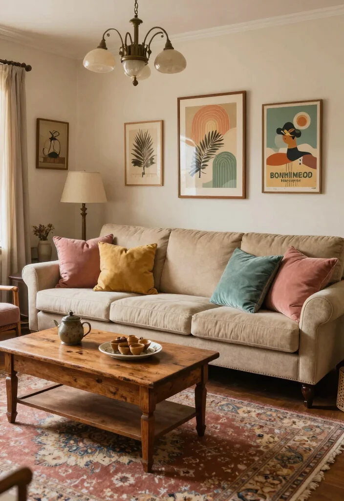 15 Beige Sofa Living Room Color Schemes Ideas Soft Palettes - 8. Vintage Charm 1