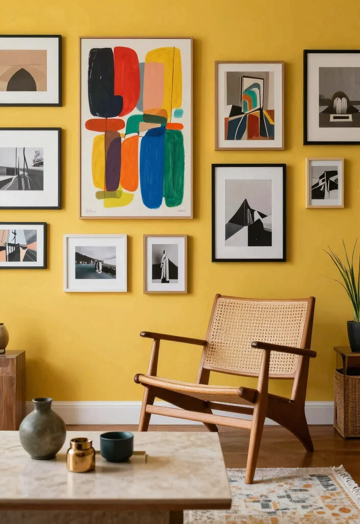 15 Cane Chairs Living Room Ideas for a Natural Airy Style - 14. Statement Art and Decor 1