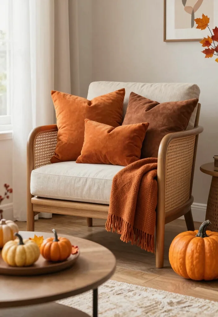 15 Cane Chairs Living Room Ideas for a Natural Airy Style - 15. Seasonal Decor Updates 1