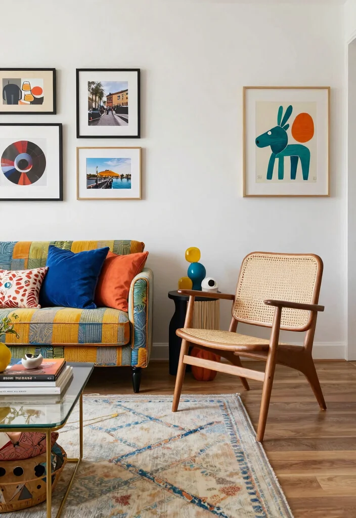 15 Cane Chairs Living Room Ideas for a Natural Airy Style - 6. Modern Eclectic Style 1