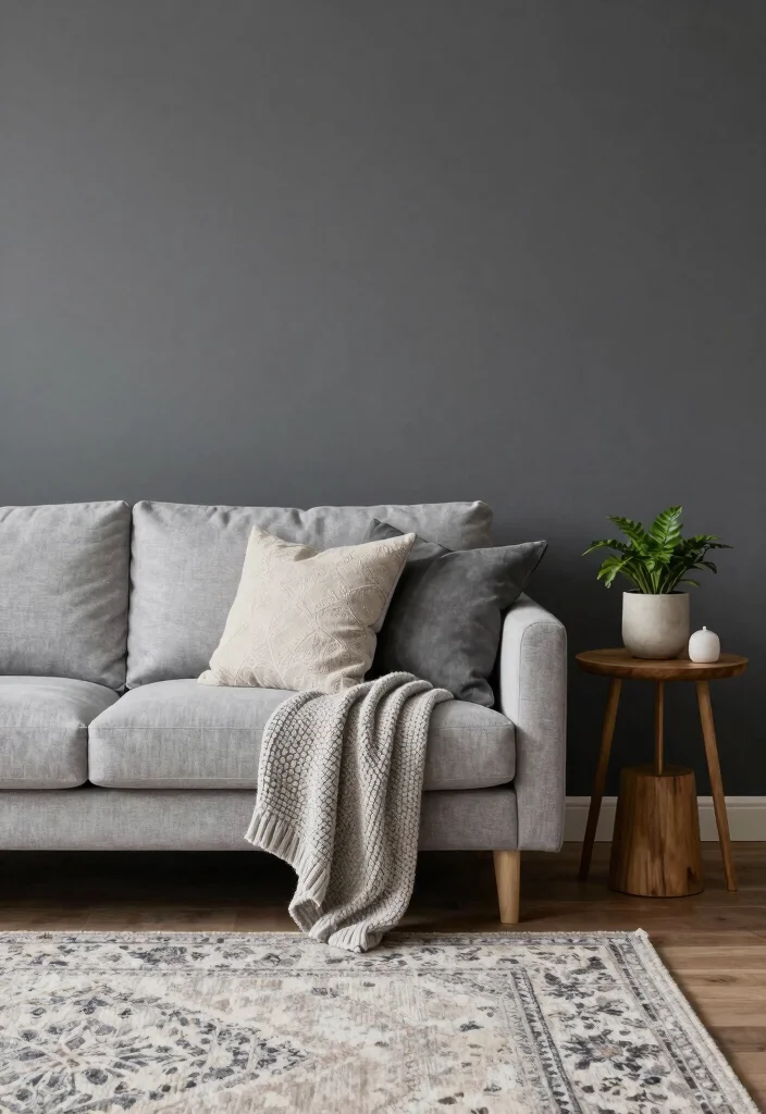 15 Dark Gray Walls Living Room Ideas Moody Modern Style - 1. Layered Textures for Depth 1