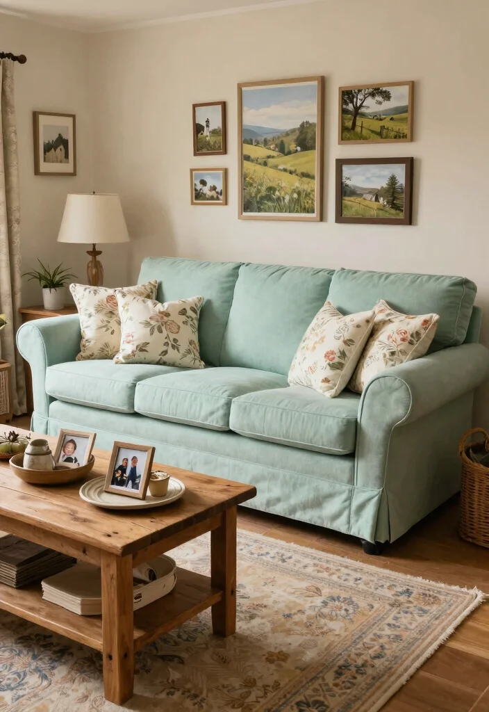 15 English Roll Arm Sofa Living Room Ideas: Classic Comfort - 6. Cozy Cottage Vibes 1