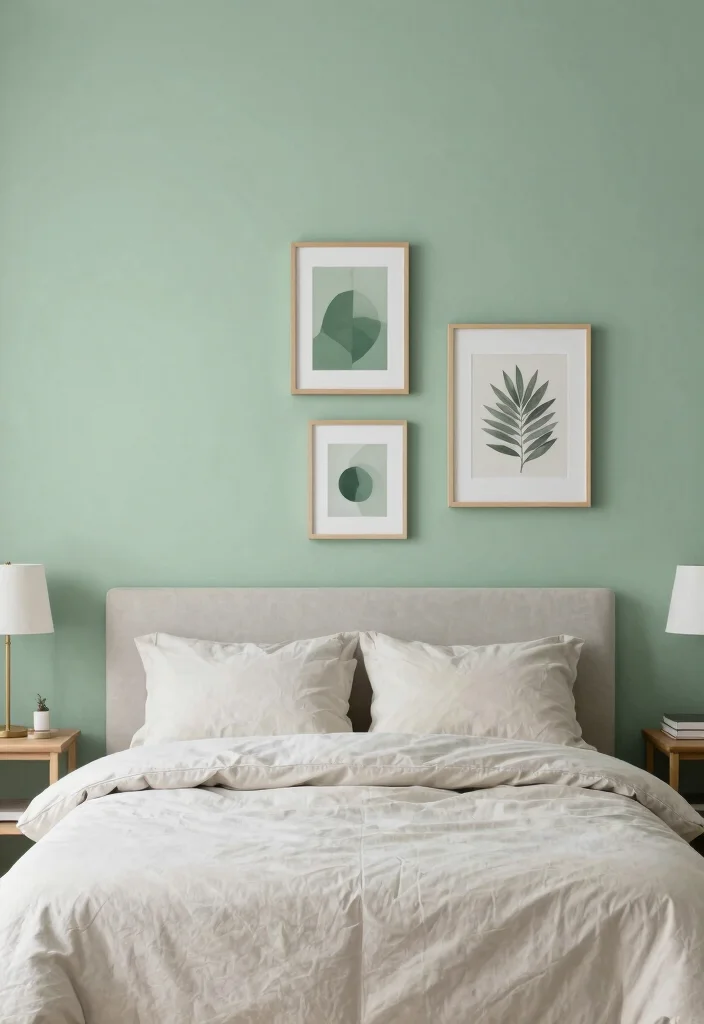 15 Light Sage Green Bedroom Ideas for an Airy, Peaceful Look - 3. Subtle Accent Walls 1