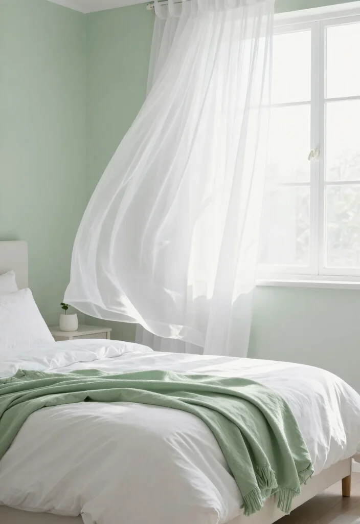 15 Light Sage Green Bedroom Ideas for an Airy, Peaceful Look - 5. Brighten with White Accents 1