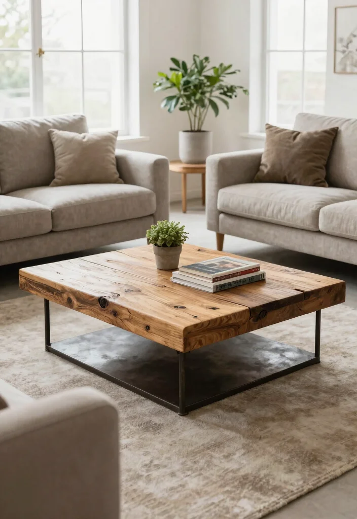 15 Living Room Decor for Men Ideas: Masculine Clean Style - 2. Industrial Coffee Table 1