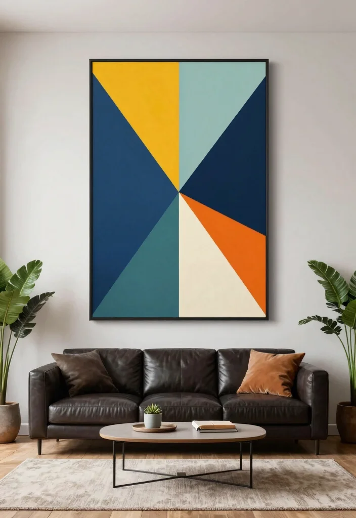 15 Living Room Decor for Men Ideas: Masculine Clean Style - 4. Geometric Wall Art 1