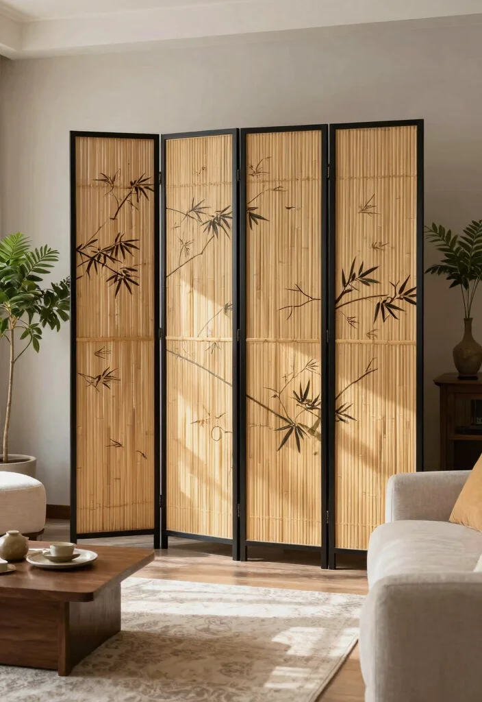 15 Living Room Divider Ideas Wall Dividers That Define Space - 2. Bamboo Screens 1