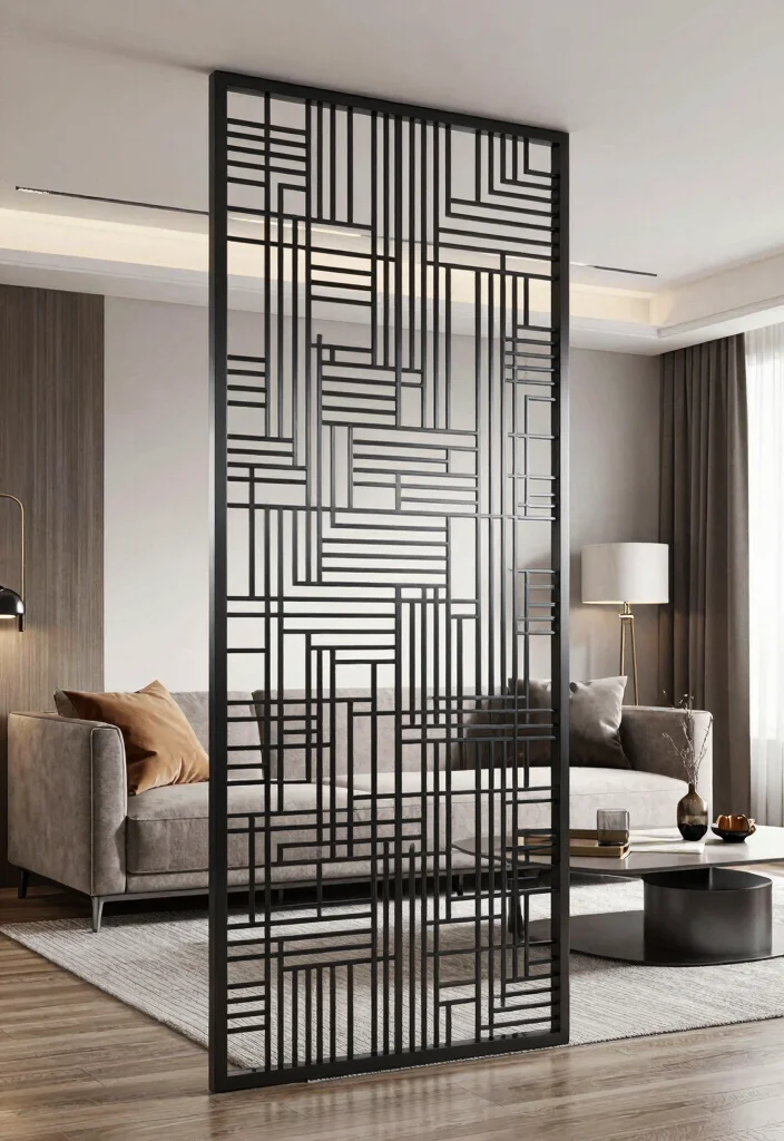 15 Living Room Divider Ideas Wall Dividers That Define Space - 5. Metal Grilles 1
