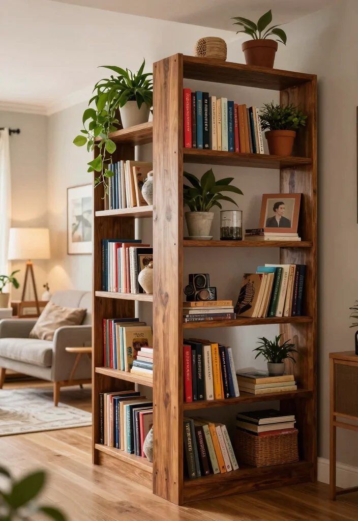 15 Living Room Divider Ideas Wall Dividers That Define Space - 8. Upcycled Bookshelves 1