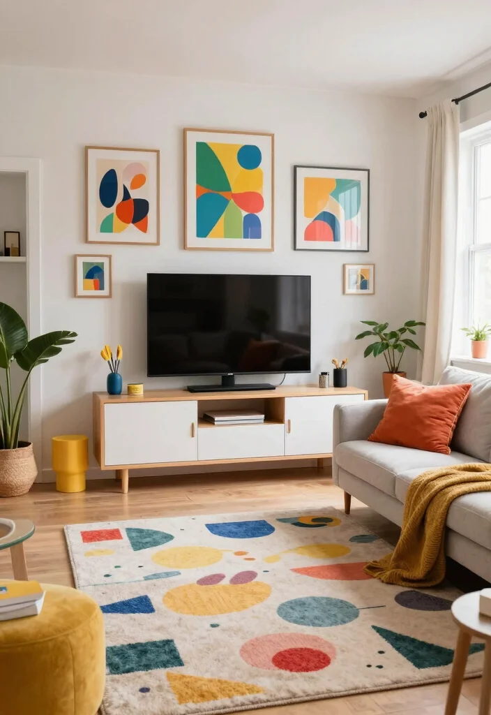 15 Media Wall Small Living Room Ideas for a Compact Stylish Setup - 7. Colorful Accents 1