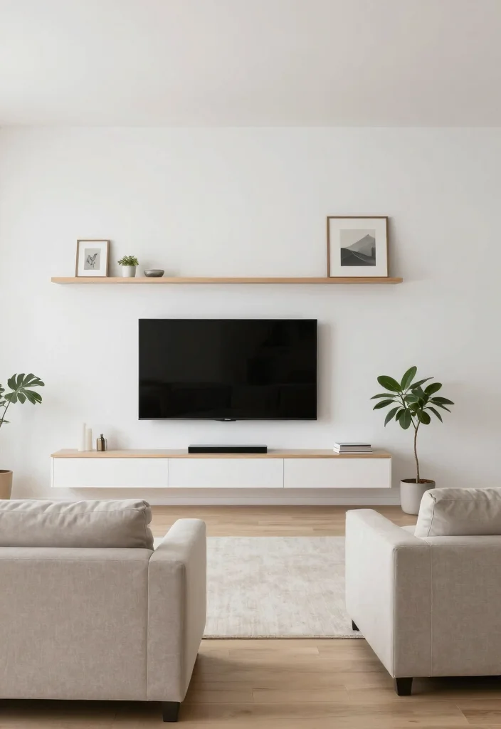 15 Media Wall Small Living Room Ideas for a Compact Stylish Setup - 8. Minimalist Design 1