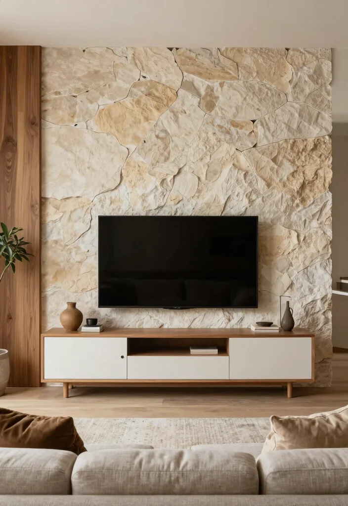 15 Media Wall Small Living Room Ideas for a Compact Stylish Setup - 9. Textured Backdrops 1